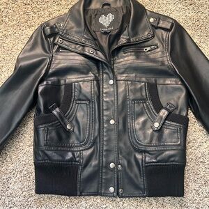 Brave Soul Charcoal Faux Leather Jacket Medium